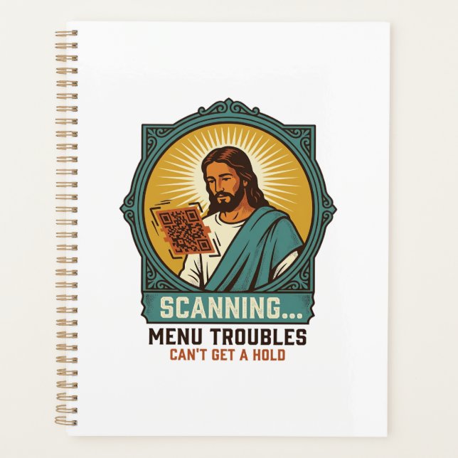 Agenda Jesus Código QR Borroso Não Funciona Menu Humor Té (Frente)
