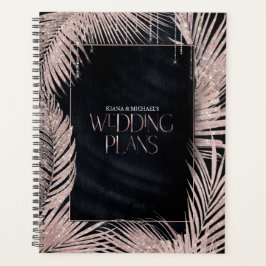 Agenda Jewel Palm Leaf Wedding Rosa Dourado/Marinho ID830