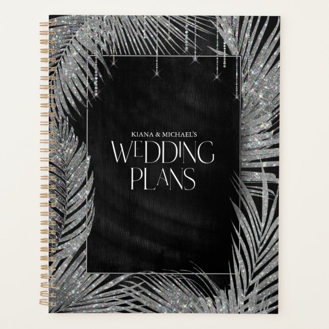Agenda Jewel Palm Leaf Wedding Silver ID830 (Frente)