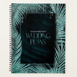 Agenda Jewel Palm Leaf Wedding Teal ID830