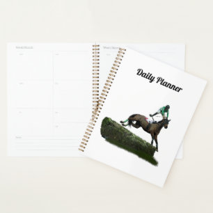 Agenda Jockey Com Cavalo Pulando Em Green Daily Planner