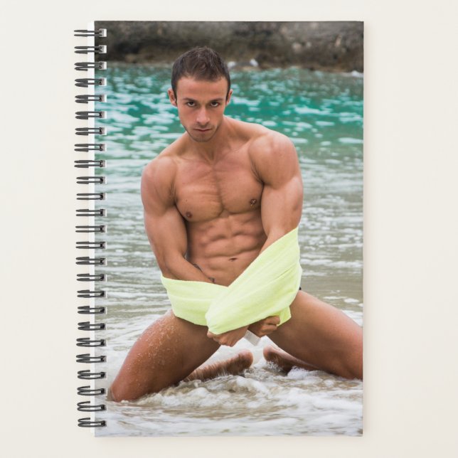 Agenda Joelhos Quentes De Cara Em Água, Homem Muscular Se (Frente)