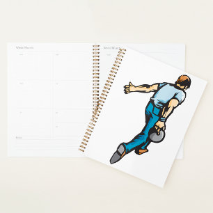 Agenda Jogador de Boliche Retro Lançando Bola