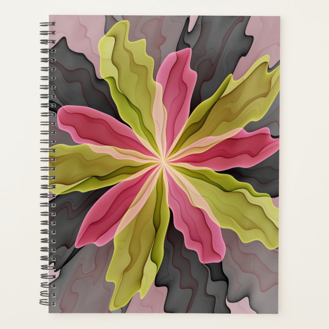 Agenda Joy, verde rosa, Antracite Fantasia Flor Fractal (Frente)