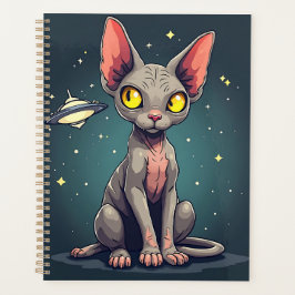 Agenda Judging Sphynx Cat UFO Space Cartoon Art