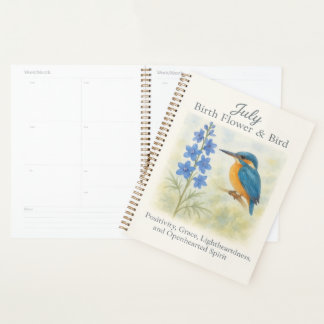 Agenda July Birthday Bird Blue Floral Vintage Inspiration