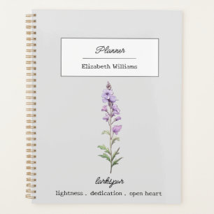AGENDA JULY LARKSPUR BIRTH FLOWER PERSONALIZADO