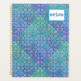 Agenda Kaleidoscópio Verde Azul Nome do Boho