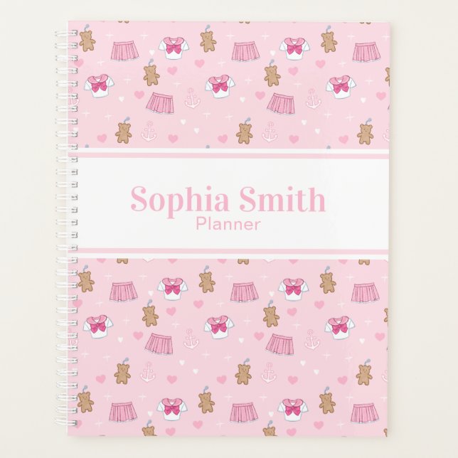 Agenda "Kawaii Campus" Preppy Personalized Planner (Frente)