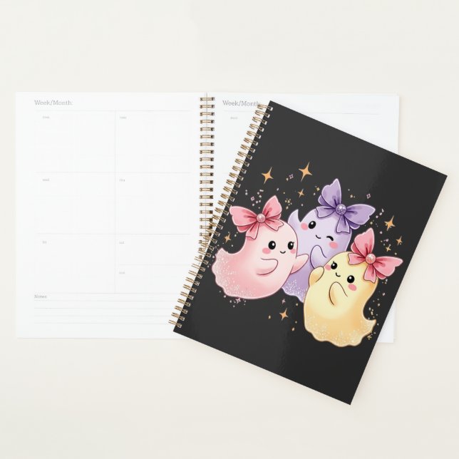 Agenda Kawaii Cute Pastel Fantasmas com Arcos (Exibição)