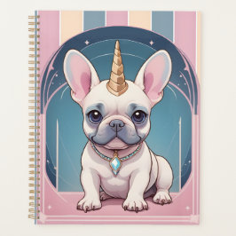 Agenda Kawaii French Bulldog Unicorn Pastel rosa