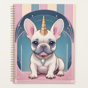 Agenda Kawaii French Bulldog Unicorn Pastel rosa