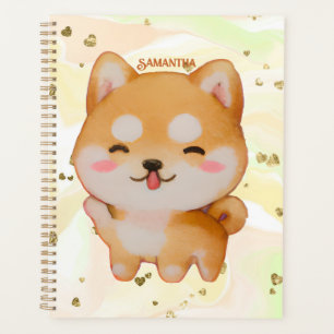 Agenda Kawaii Smiling Cartoon-Style Shiba Inu