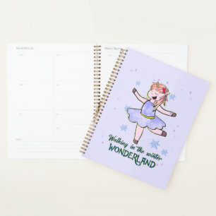 Agenda Kawaii Unicorn Caminhada durante o inverno
