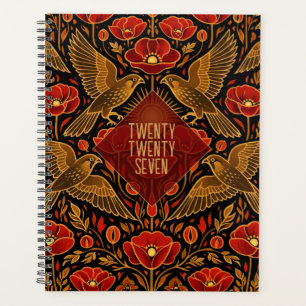 Agenda Kestrels e Papoulas em Art Déco Arte Decorativa