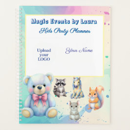 Agenda Kids Party Planner Pastel Teddy Bear Logotipo QR