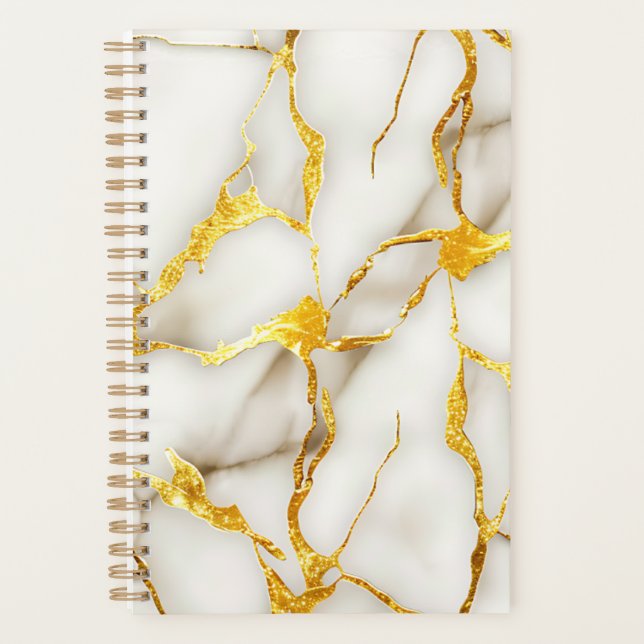 Agenda Kintsugi Branco Japonês Dourado (Frente)