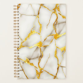 Agenda Kintsugi Branco Japonês Dourado