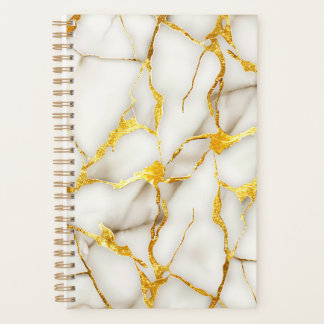 Agenda Kintsugi Branco Japonês Dourado