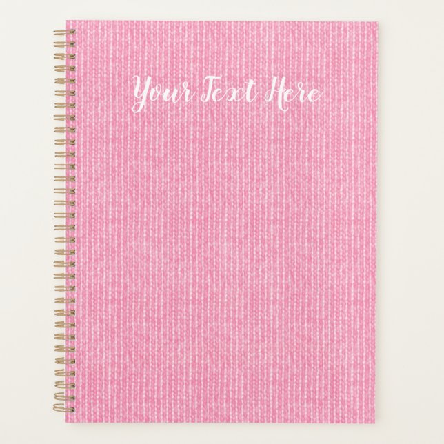 Agenda Knit rosa de texto personalizado inspirado (Frente)
