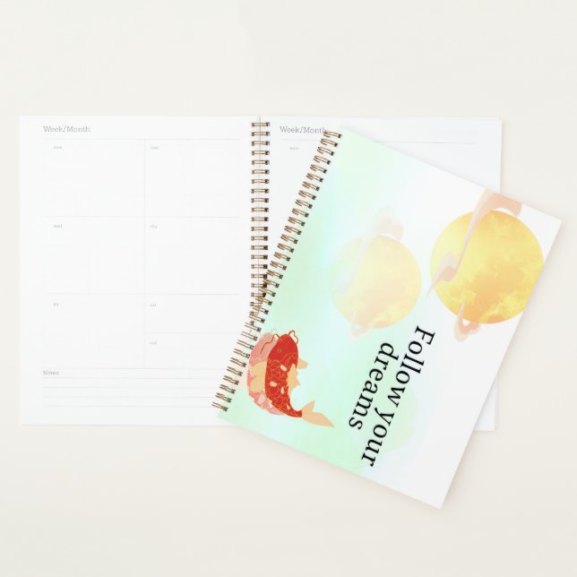 Agenda Koi Fish Dream Quote Art Print – "Follow Your Drea (Exibição)