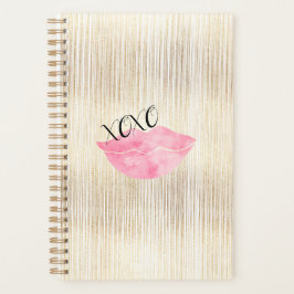 Agenda Lábios de Aquarela Rosa XOXO