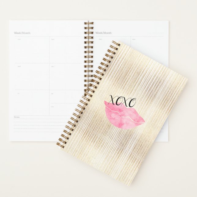 Agenda Lábios de Aquarela Rosa XOXO (Exibição)