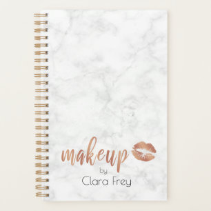 Agenda Lábios de ouro rosa de cobre elegantes e maquiagem