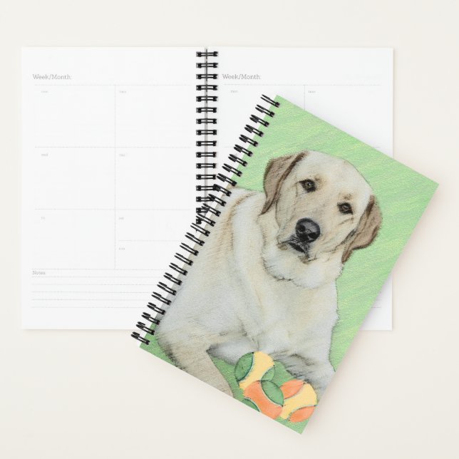 Agenda Labrador Amarelo - Impressão de Retriever e Tênis (Exibição)
