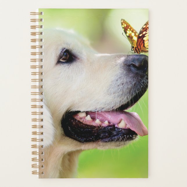 Agenda Labrador E Travesseiro decorativo De Borboleta (Frente)