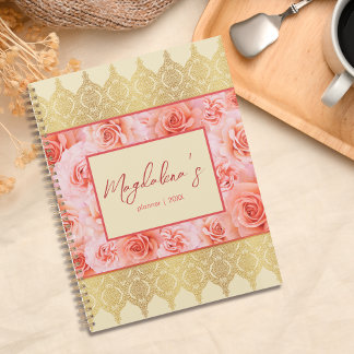 Agenda Lace de Ouro Floral Amarelo Amarelo para Damasco P
