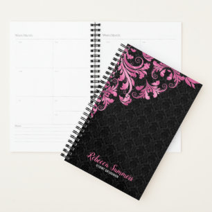 Agenda Lace preto, cor-de-rosa,