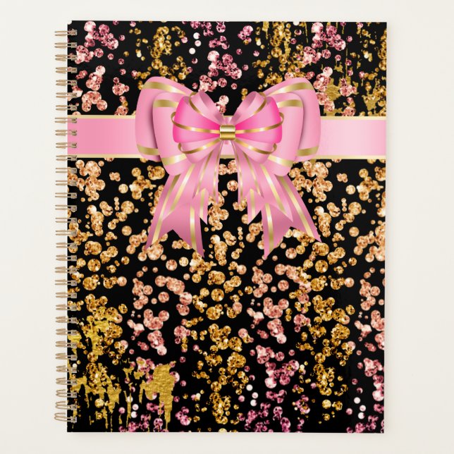 Agenda Lacre feminino rosa preto arco (Frente)
