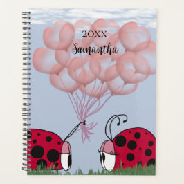 Agenda Ladybug Adorável Com Buquê De Balão Rosa Bonito