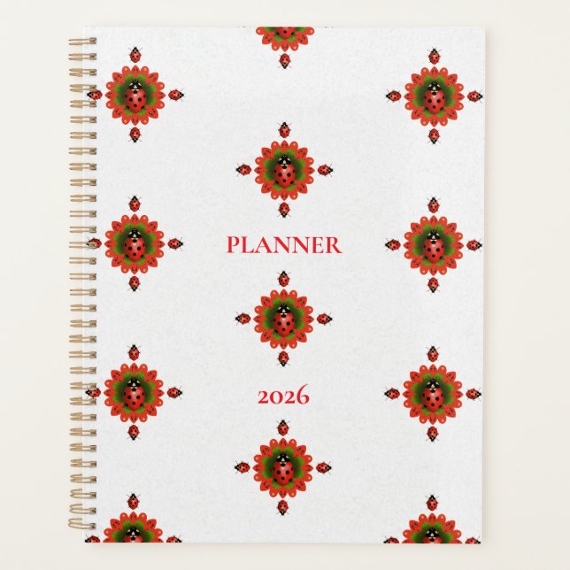 Agenda Ladybug Red White and Green 2026 Planner (Frente)