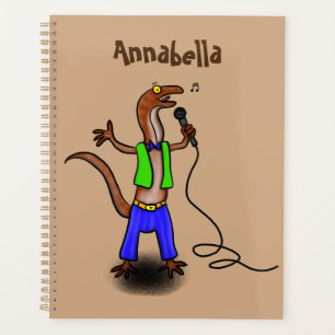 Agenda Lagarto engraçado cantando com desenho de microfo