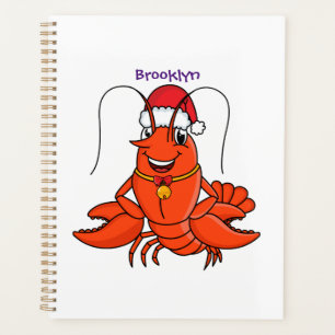 Agenda Lagosta feliz e bonita vestindo o desenho animado