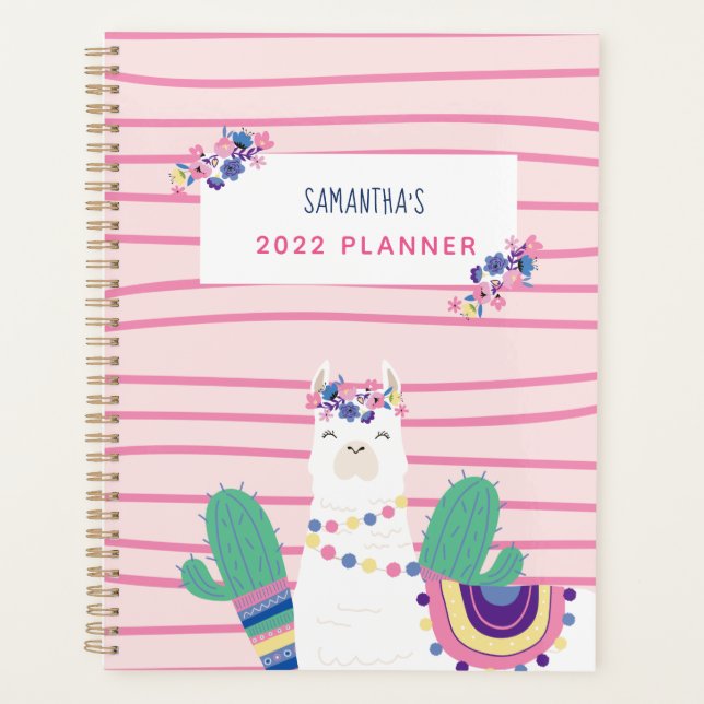Agenda Lama Floral Bonita Personalizado Rosa (Frente)
