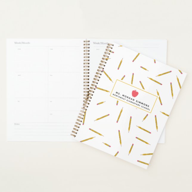 Agenda Lápis Amarelos Pink-Apple Teacher Planner (Exibição)