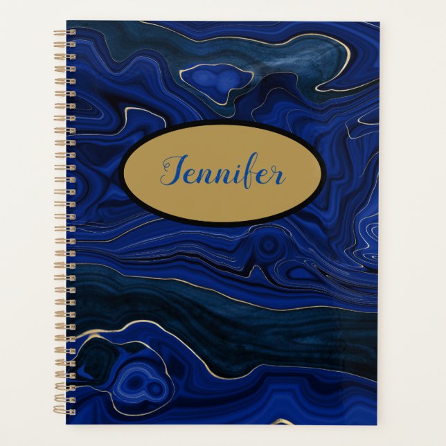 Agenda Lapis Blue Agate Swirls Personalizados (Frente)