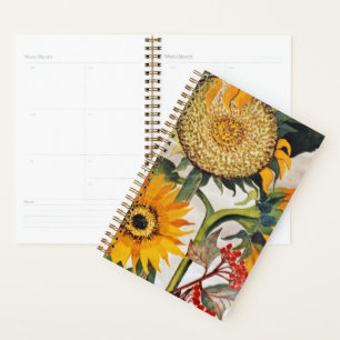 Agenda Laranja Amarelo Sorrindo Arte de Girassol