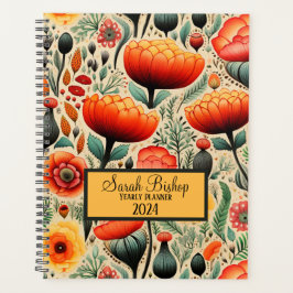 Agenda Laranja Laranja Laranja Floral Anterior Planner Ha