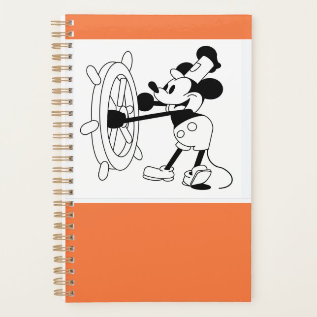 Agenda Laranja Pequena Planner com design Willie em barco (Frente)
