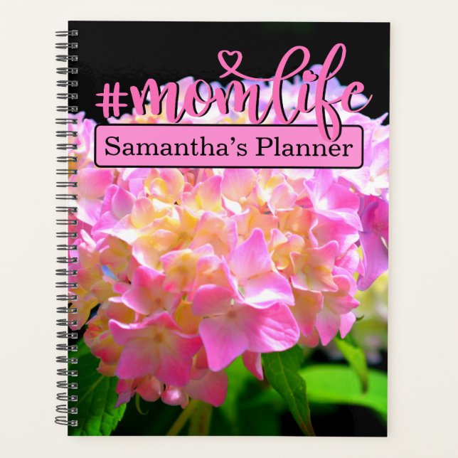 Agenda Laranja roxa rosa hidrangas #momlife (Frente)
