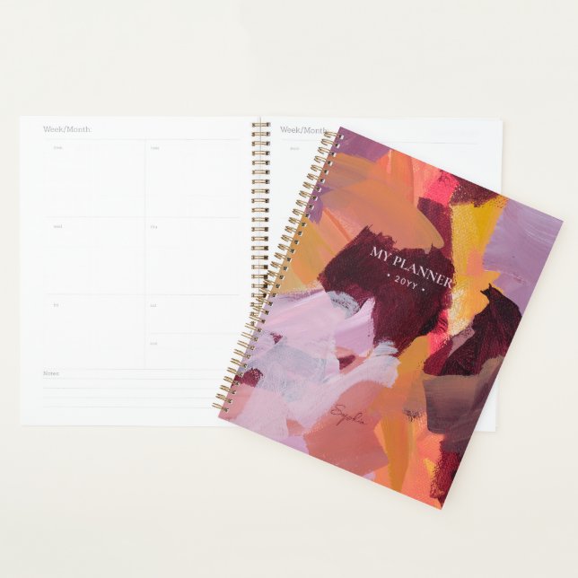 Agenda Laranja & Roxo | Arte Abstrata Moderna Personaliza (Exibição)