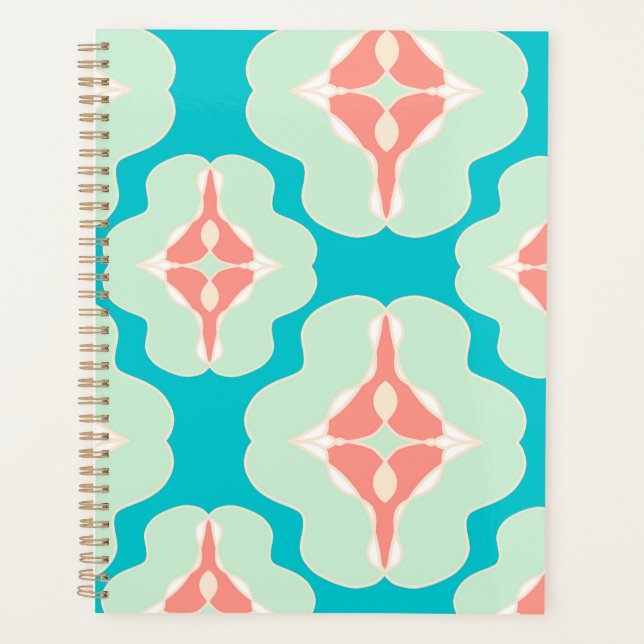 Agenda Laranja teal moderna geométrica (Frente)