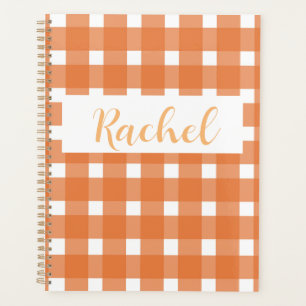 Agenda Laranja White Gingham Personalizado