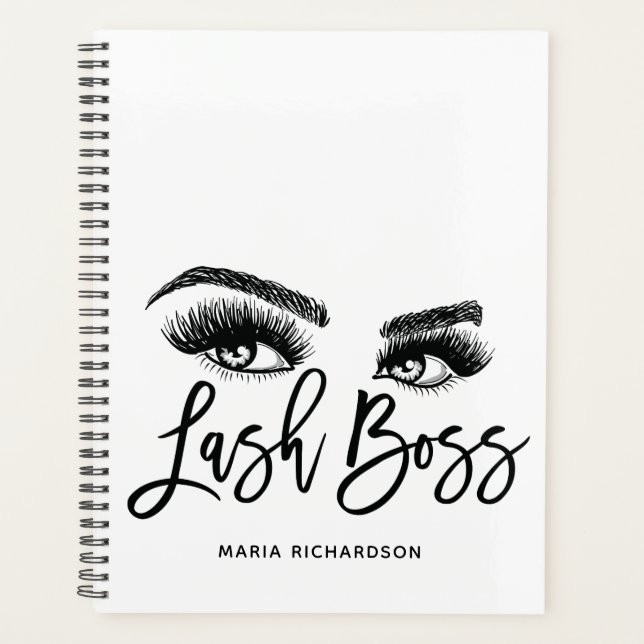 Agenda Lash Boss Makeup Eyebrow Olhos Lashes Rosa Dourado (Frente)
