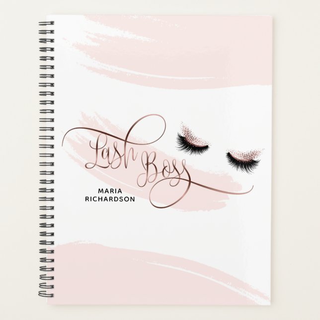 Agenda Lash Boss Makeup Eyebrow Olhos Lashes Rosa Dourado (Frente)