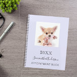 Agenda Lavanda de fotos personalizadas do Cat 2026<br><div class="desc">Uma lavanda,  fundo violeta. Personalize e adicione uma foto,  ano,  nome e texto. O nome é escrito em preto com um grande estilo escrito manualmente.</div>